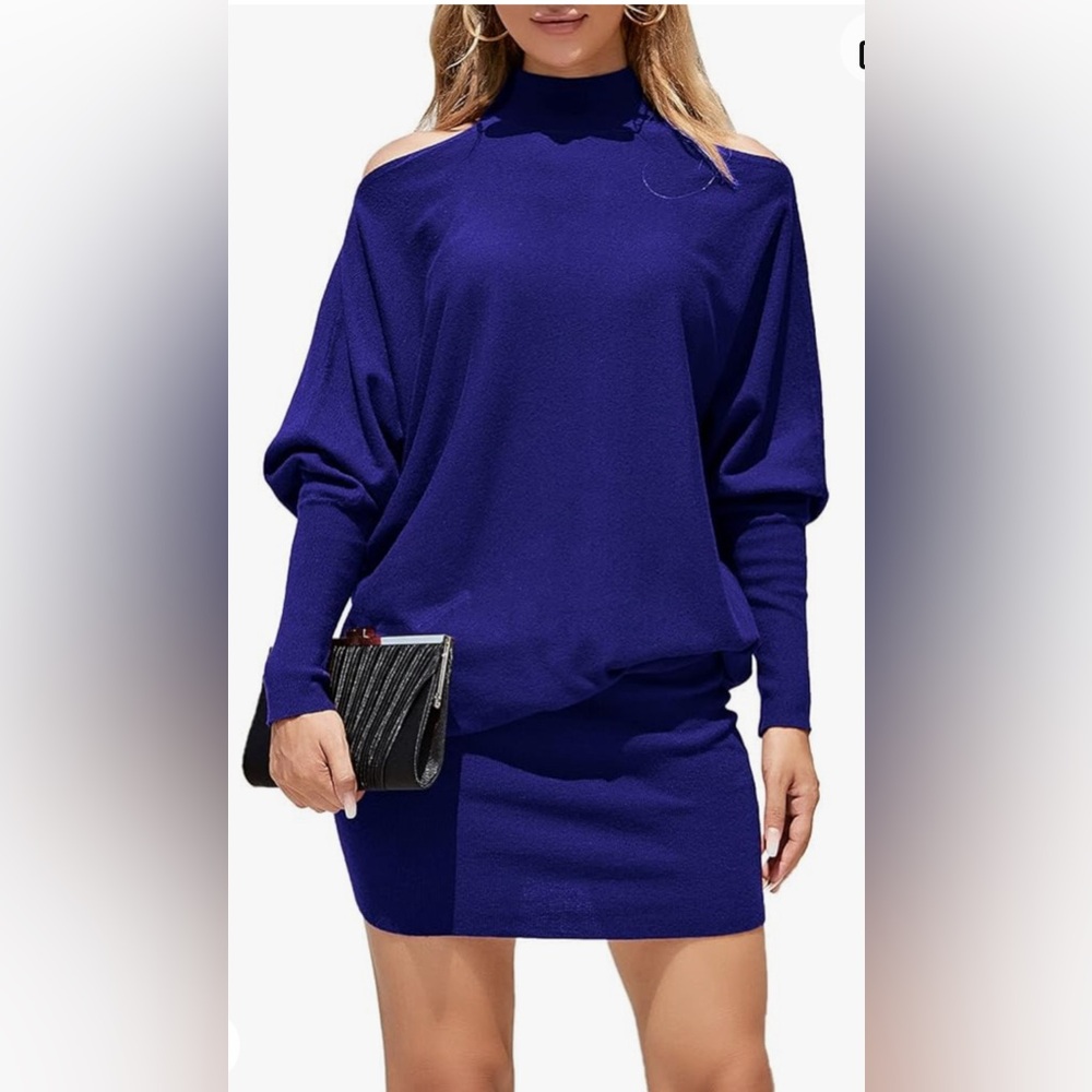 Cold Shoulder Sweater Mock Neck Mini Dress